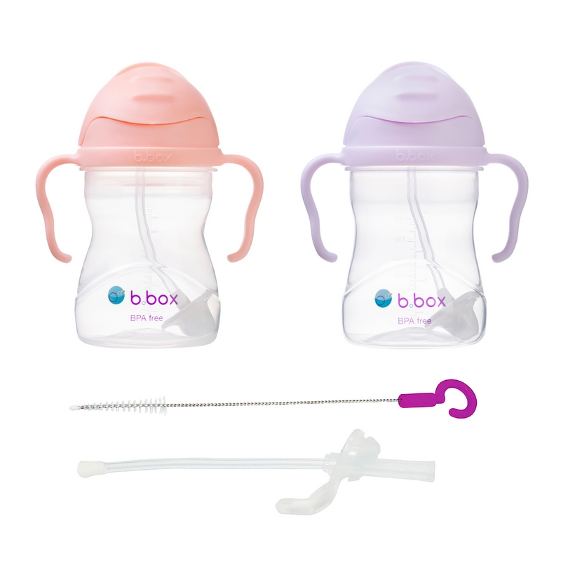 b.box sada detských fliaš 2ks + slamka (tutti fruitti + boysenberry)